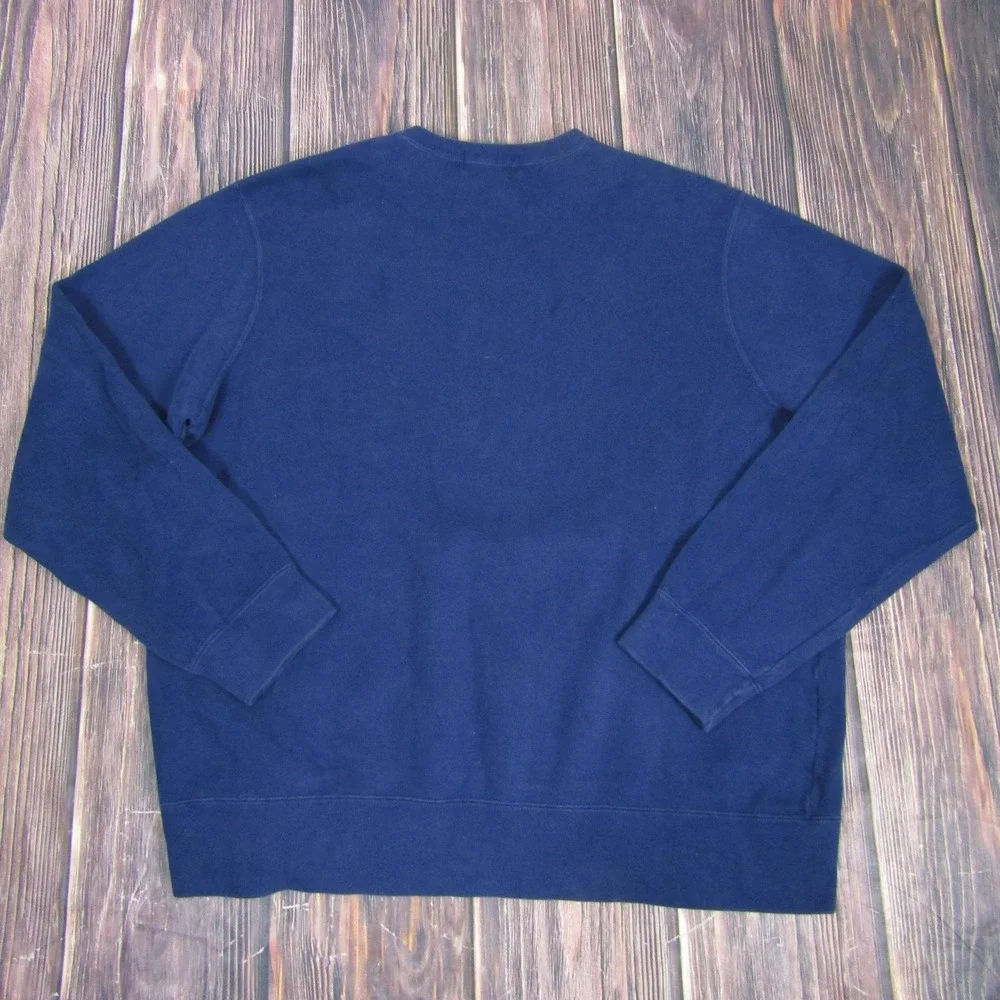 Polo Ralph Lauren Sweater Mens XL Navy Blue V Neck Pullover Red Pony Logo Cotton